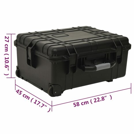 Flightcase op wieltjes 58x45x27 cm PP zwart 11