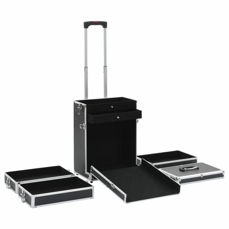 Make-up trolley aluminium zwart 5