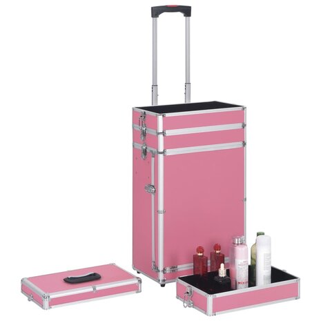 Make-up trolley aluminium roze 6