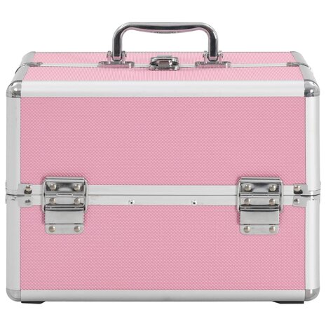 Make-up koffer 22x30x21 cm aluminium roze 3