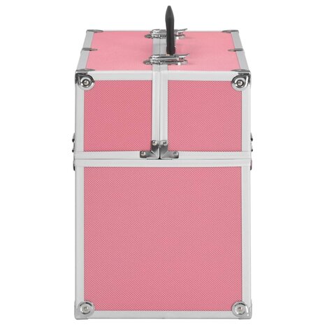 Make-up koffer 38x23x34 cm aluminium roze 4