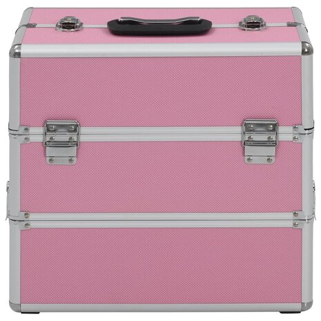 Make-up koffer 37x24x35 cm aluminium roze 2