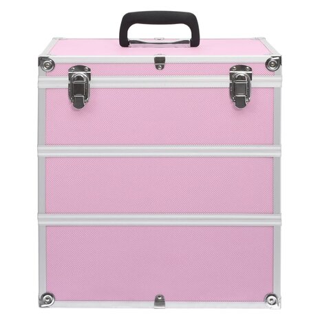 Make-up koffer 37x24x40 cm aluminium roze 3