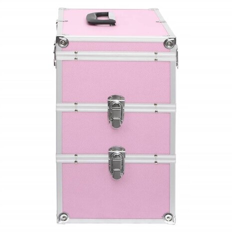 Make-up koffer 37x24x40 cm aluminium roze 5