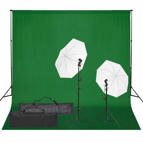 Fotostudioset met verlichtingsset en achtergrond 1