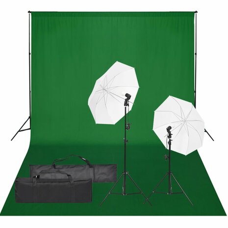 Fotostudioset met verlichtingsset en achtergrond 1