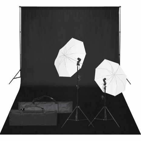 Fotostudioset met verlichtingsset en achtergrond 1