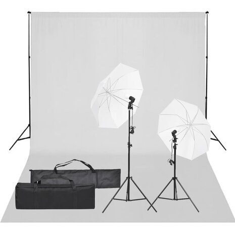 Fotostudioset met verlichtingsset en achtergrond 1