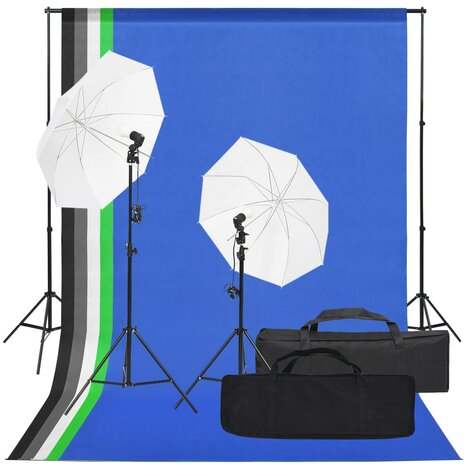 Fotostudioset met verlichtingsset en achtergrond 1