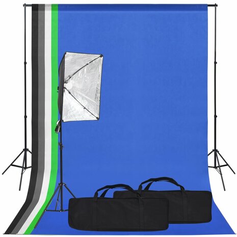 Fotostudioset met softboxlamp en achtergrond 1