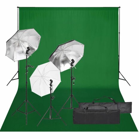 Fotostudioset met verlichtingsset en achtergrond 1