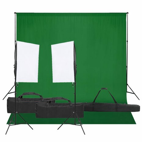 Fotostudioset met verlichtingsset en achtergrond 1