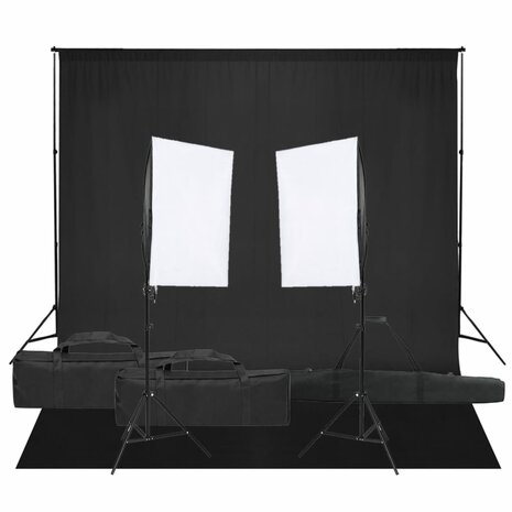 Fotostudioset met verlichtingsset en achtergrond 1