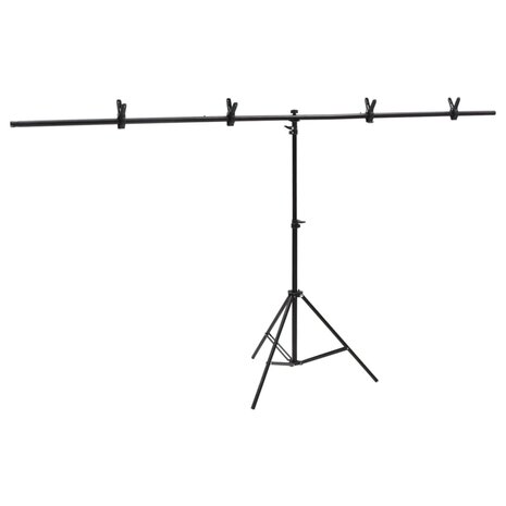 Achtergrondstandaard T-vormig 201x60x(70-200) cm zwart 2