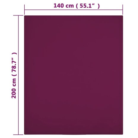 Hoeslakens 2 st jersey 140x200 cm katoen bordeauxrood 4