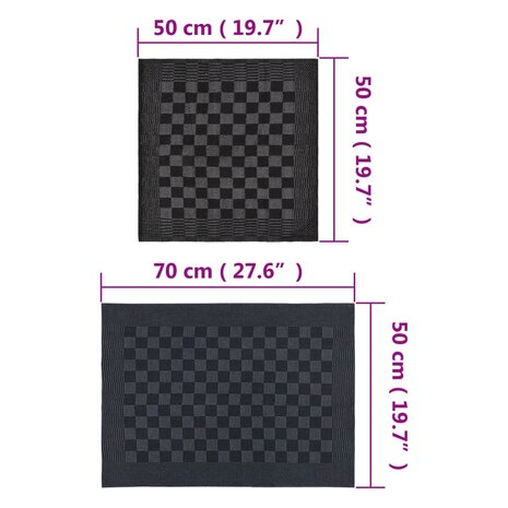 50-delige Keukendoekenset katoen zwart en grijs 11