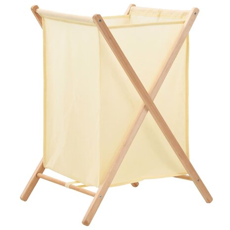 Wasmand 42x41x64 cm cederhout en stof beige 1