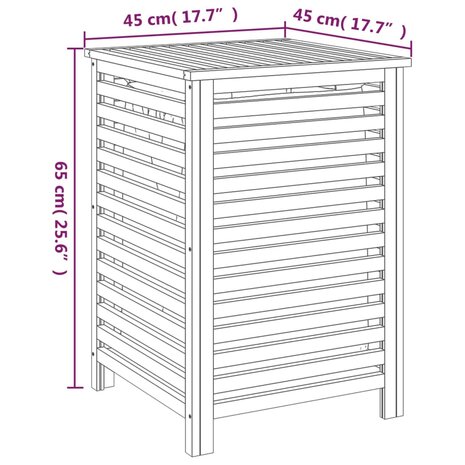 Wasmand 45x45x65 cm massief walnotenhout 9