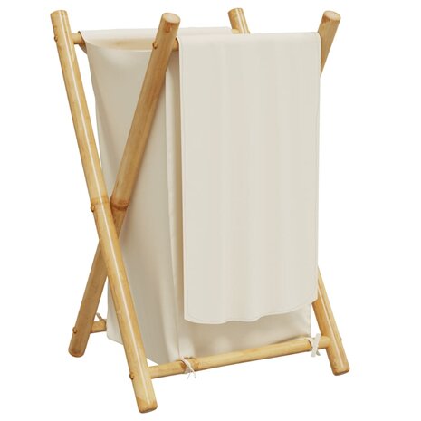 Wasmand 41,5x36x63,5 cm bamboe crèmewit 6