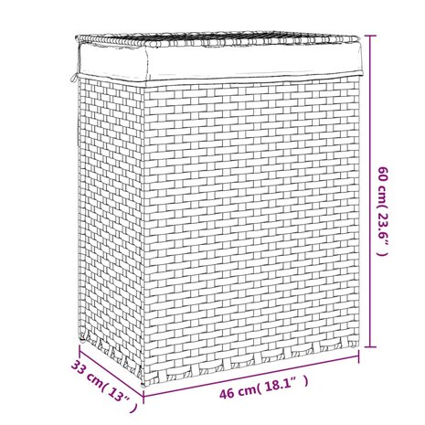 Wasmand met deksel 46x33x60 cm poly rattan 9