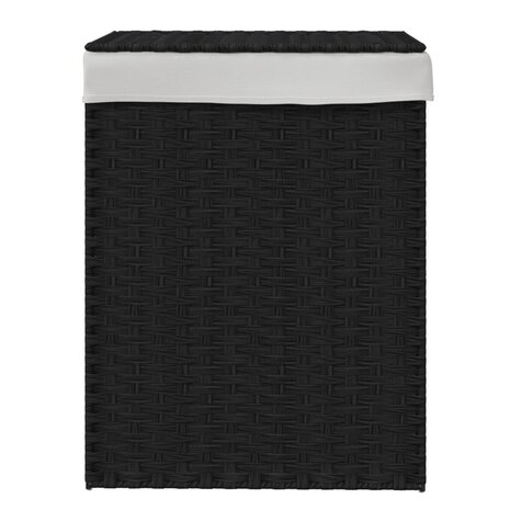 Wasmand met deksel 46x33x60 cm poly rattan zwart 3