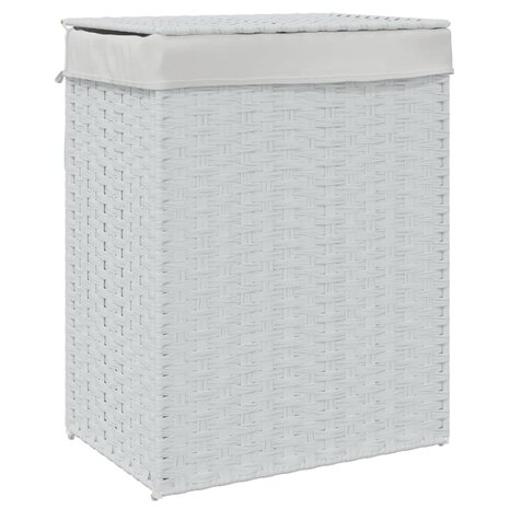 Wasmand met deksel 46x33x60 cm poly rattan wit 2