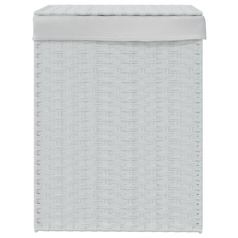 Wasmand met deksel 46x33x60 cm poly rattan wit 3