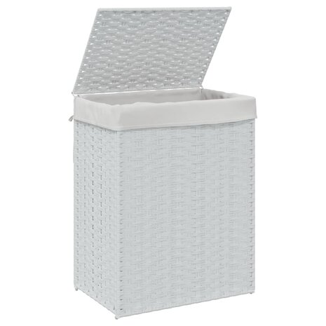 Wasmand met deksel 46x33x60 cm poly rattan wit 4