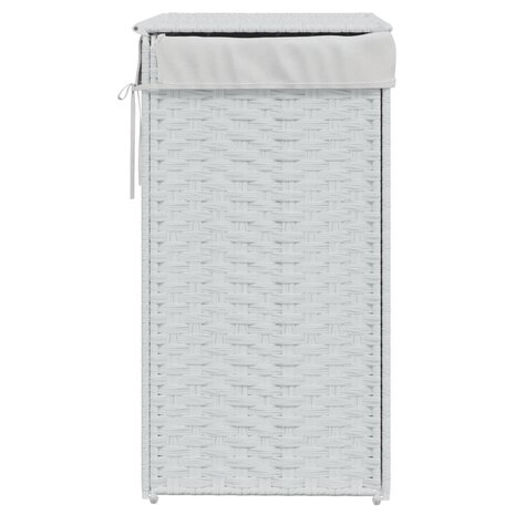 Wasmand met deksel 46x33x60 cm poly rattan wit 5