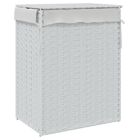 Wasmand met deksel 46x33x60 cm poly rattan wit 6