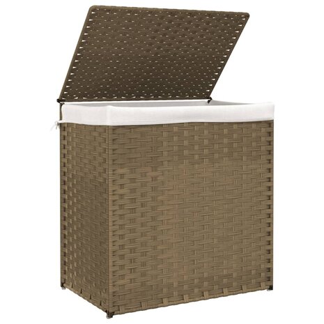 Wasmand met 2 vakken 53x35x57 cm poly rattan 4