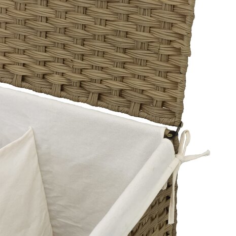 Wasmand met 2 vakken 53x35x57 cm poly rattan 8