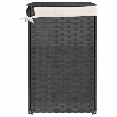 Wasmand met 2 vakken 53x35x57 cm poly rattan grijs 5