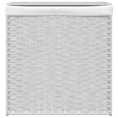 Wasmand met 2 vakken 53x35x57 cm poly rattan wit 3