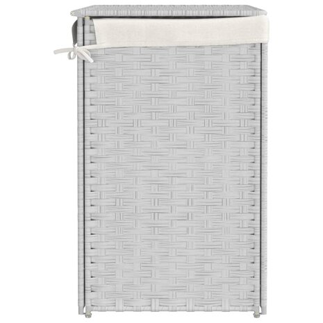 Wasmand met 2 vakken 53x35x57 cm poly rattan wit 5