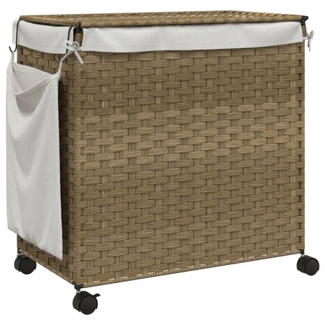 Wasmand op wielen 60x35x60,5 cm rattan 6