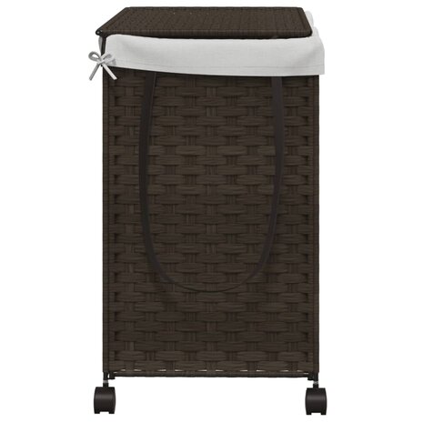 Wasmand op wielen 60x35x60,5 cm rattan donkerbruin 5