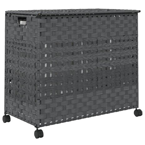 Wasmand op wielen 66x35x60 cm rattan grijs 6