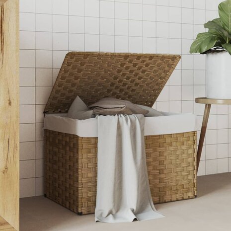 Wasmand met deksel 55,5x35x34 cm poly rattan 1