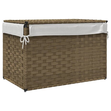 Wasmand met deksel 55,5x35x34 cm poly rattan 6