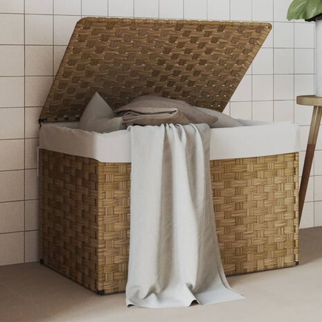 Wasmand met deksel 55,5x35x34 cm poly rattan 10