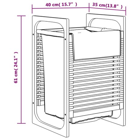 Wasmand met grijze zak 32x30x36,5 cm bamboe 8