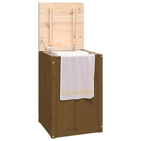 Wasmand 44x44x66 cm massief grenenhout honingbruin 4