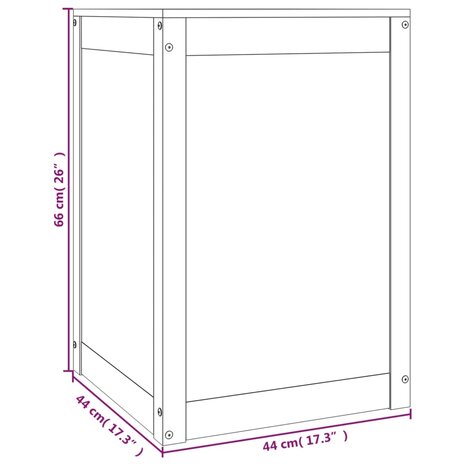 Wasmand 44x44x66 cm massief grenenhout zwart 10