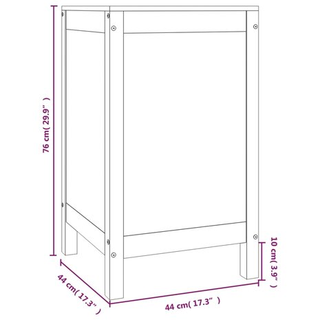 Wasmand 44x44x76 cm massief grenenhout honingbruin 10