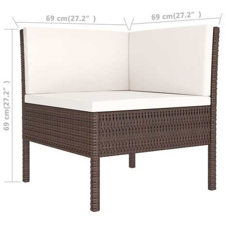 2-delige Loungeset met kussens poly rattan bruin 5