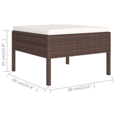 2-delige Loungeset met kussens poly rattan bruin 6