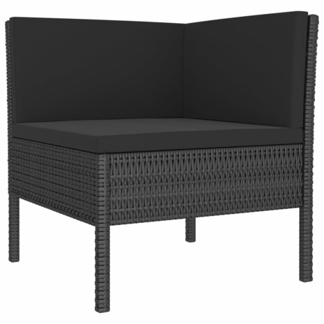 2-delige Loungeset met kussens poly rattan zwart 3