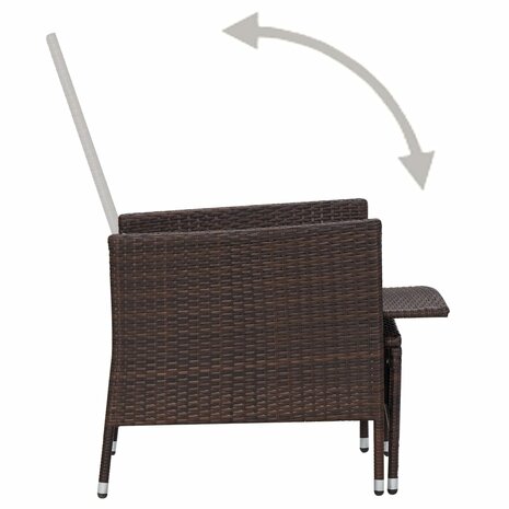 2-delige Loungeset met kussens poly rattan bruin 6