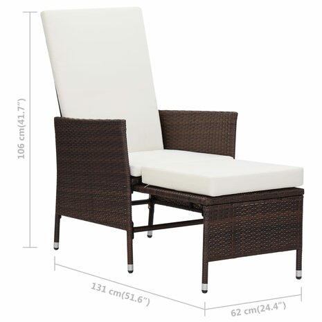 2-delige Loungeset met kussens poly rattan bruin 11